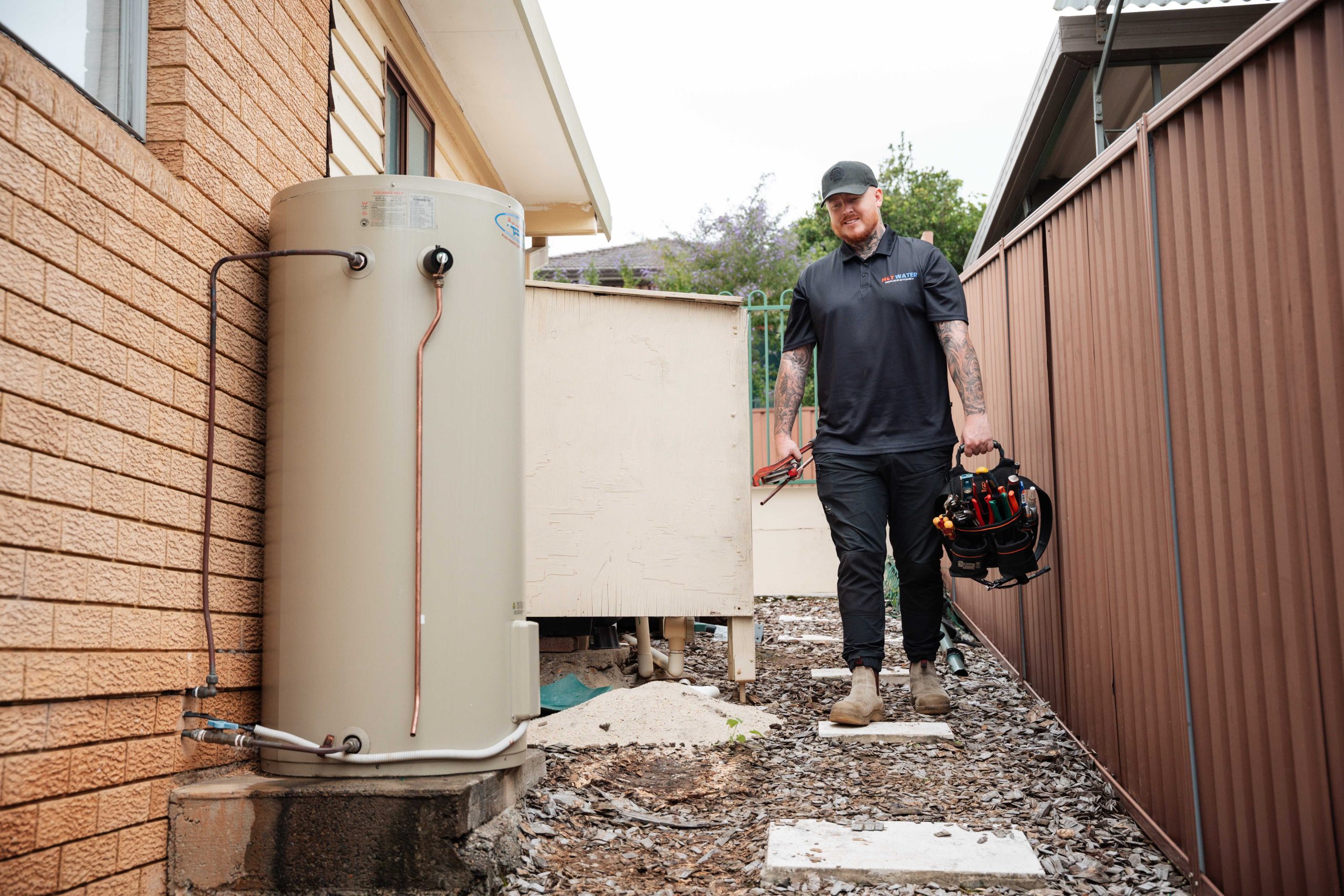 Plumber is ready to fix hot water with equipment